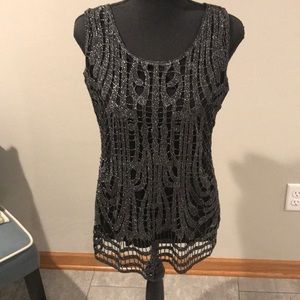 Black & Silver Dressy Tank Top